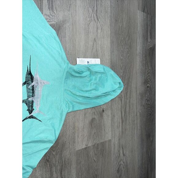 Boys Size Large Guy Harvey Boat Lines Long Sleeve Performance Hoodie Green - Picture 13 of 13